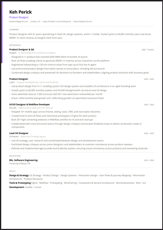 Resume preview